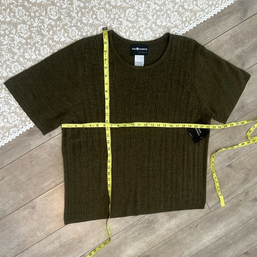 New Vintage Sag Harbor Plus Women Short Sleeve Cable Knit Acrylic Sweater 1X - Picture 10 of 13